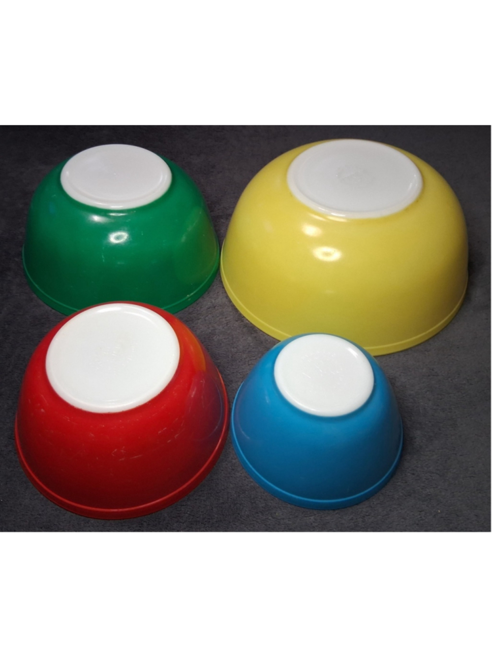 Vintage MCM Pyrex USA Nesting Mixing Bowl Set x4 Primary Colors 401 402 403 404